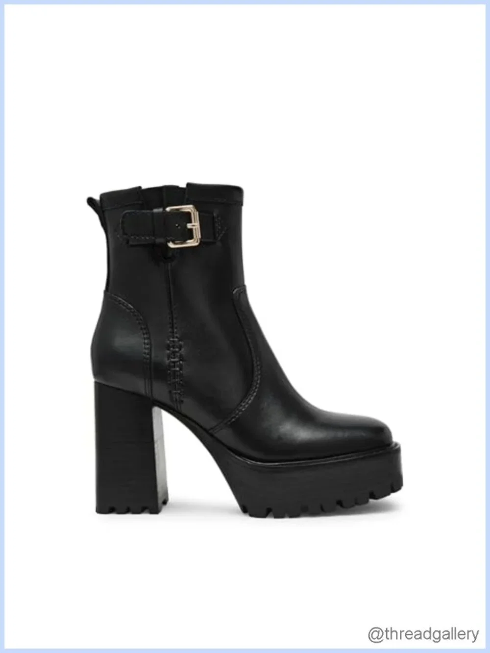 Ankle Boot, Faux Leather Chunky Heel Zip-Up Booties